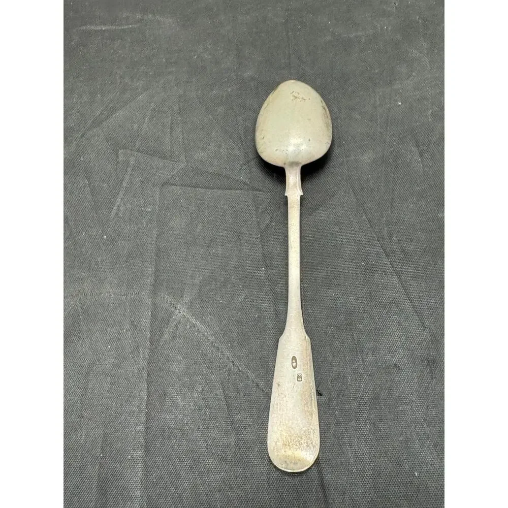 Pair Antique Russian Solid Silver Fiddle Spoons Fedor Zinoviev 1908-1917 84